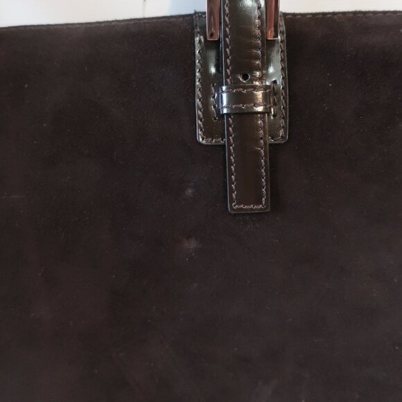 Authentic Fendi Dark Brown Suede Leather Borsa Manici Satchel Shoulder Handbag - Picture 4 of 16